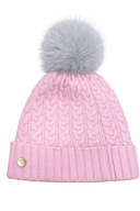 House of Tweed Luxury Plaited Ladies Bobble Pom Pom Beanie Hats