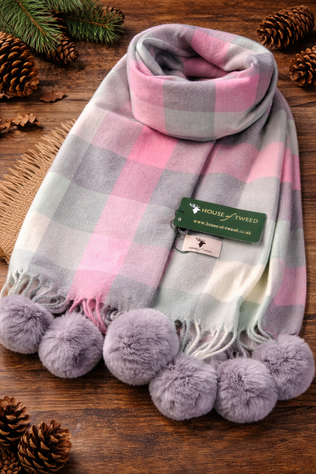 House Of Tweed Womens Soft Check Tartan Scarf