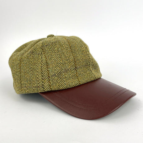 Hazy Blue Mens Leather Peak Tweed Cap One Size - Just £16.99! Shop now at Warwickshire Clothing. 