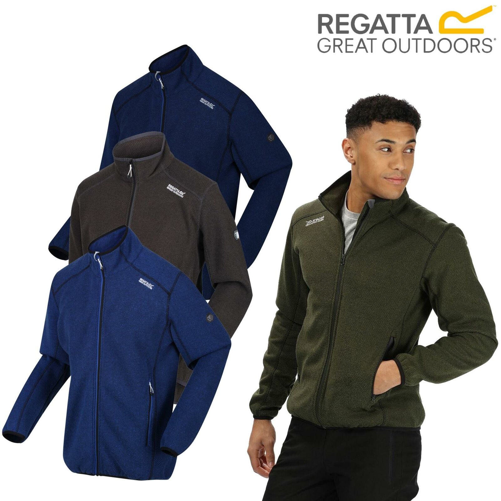 Mens fleece jacket top with zip pockets