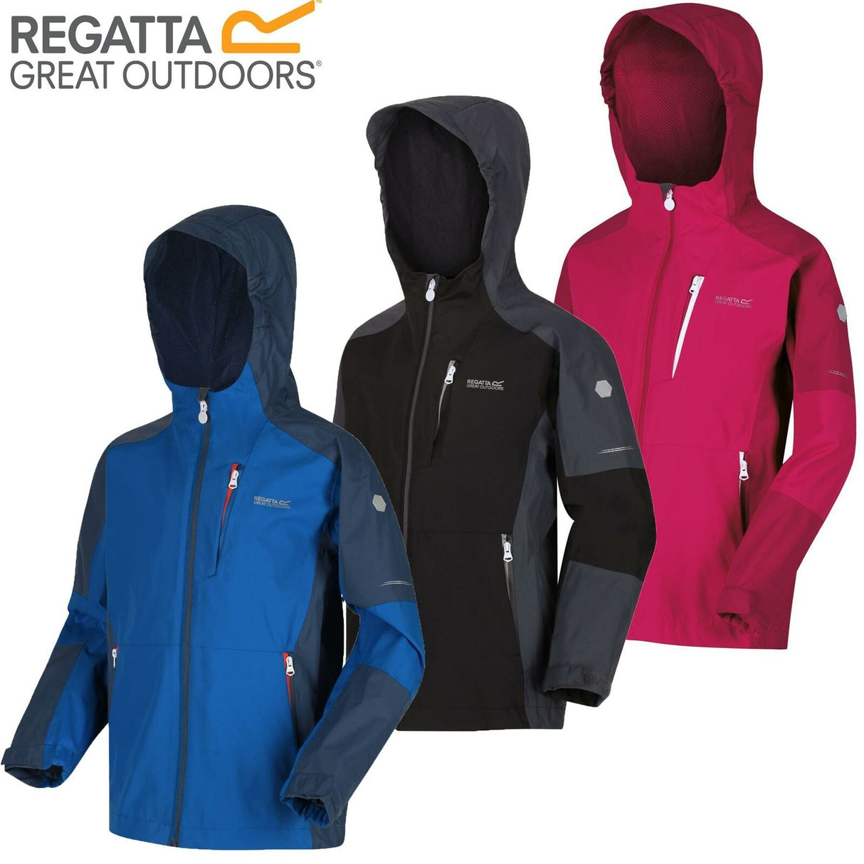 Regatta Kids Calderdale II Waterproof Hooded Zip Pocket Jacket