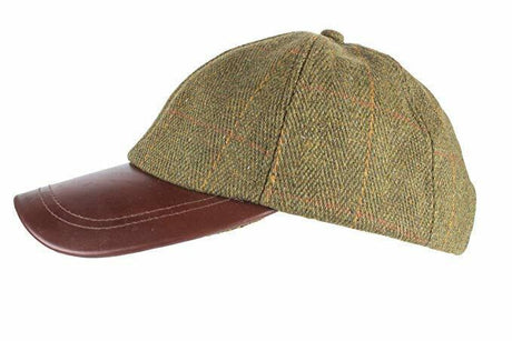 Hazy Blue Mens Leather Peak Tweed Cap One Size - Just £16.99! Shop now at Warwickshire Clothing. 