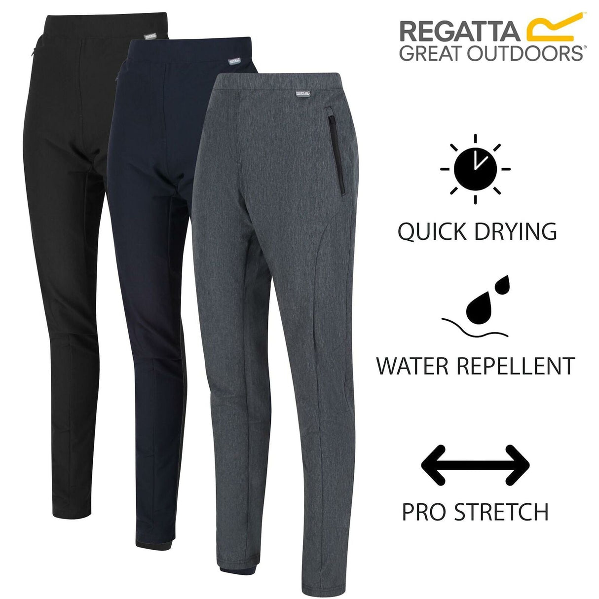 Regatta Ladies Pentre Walking Trousers Slim Isoflex Stretch Water Resistant
