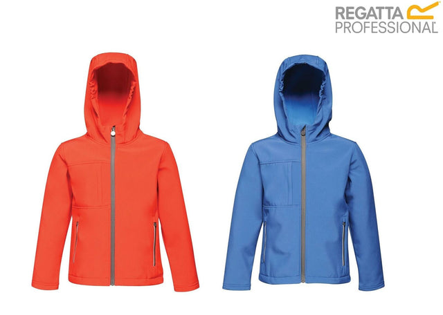 Regatta Kids Octagon Hooded Wind Showerproof Softshell Jacket - Premium clothing from Regatta - Just $14.99! Shop now at Warwickshire Clothing