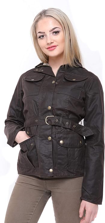 Hazy Blue Womens Belted Wax Waterproof Jacket Elveden Squire - Just $44.99! Shop now at Warwickshire Clothing. Free Dellivery.