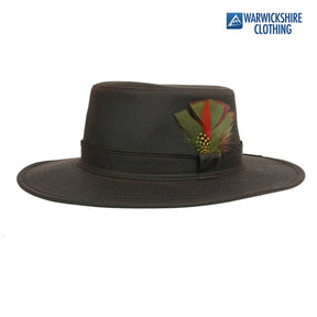 British Made Wax Cotton Fedora Outback Bush Hat Waterproof Sun Rain Wide Brim - Just £19.99! Shop now at Warwickshire Clothing. 