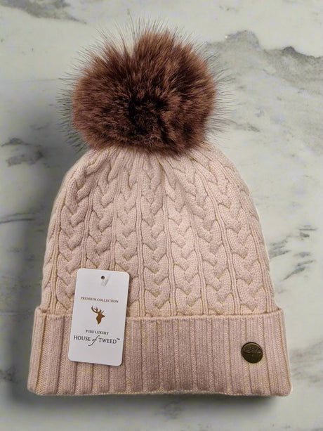 House of Tweed Luxury Plaited Ladies Bobble Pom Pom Beanie Hats - Just £12.99! Shop now at Warwickshire Clothing. 