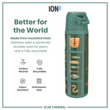 Leak Proof Slim Thermal Water Bottle, Insulated Steel, Fishing, 500ml (17oz)
