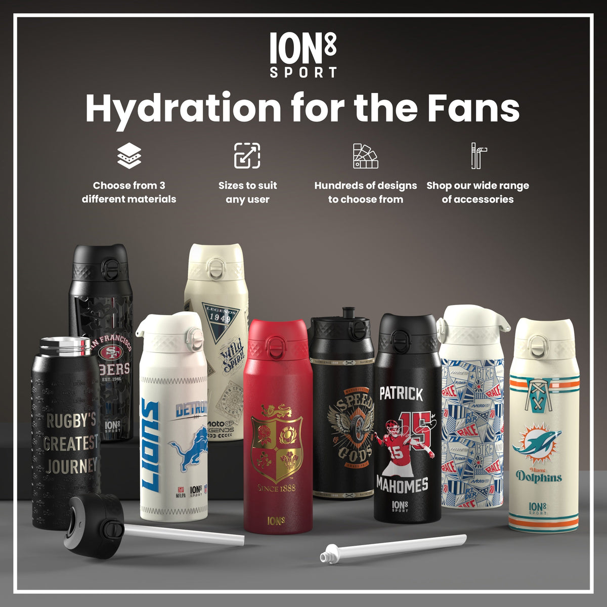 Lions X ION8 Insulated Steel Water Bottle, British & Irish Lions, Nothing Like The Lions, 750ml (24oz)