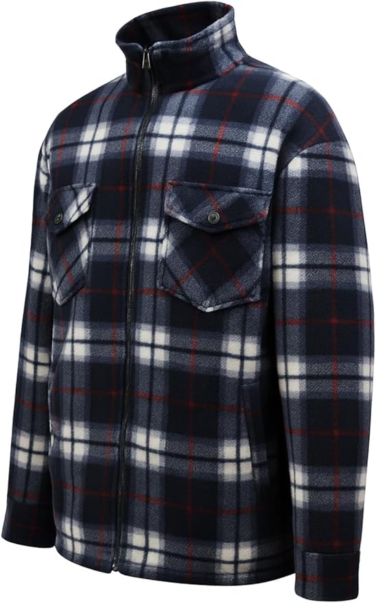 Hazy Blue Mens Baxter Sherpa Lumberjack Fleece Shirt