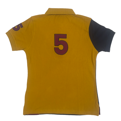Hazy Blue Women's Striped Polo Shirt with Number 5 Detail - Just £14.99! Shop now at Warwickshire Clothing. 
