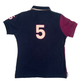 Hazy Blue Women's Striped Polo Shirt with Number 5 Detail - Just £14.99! Shop now at Warwickshire Clothing. 