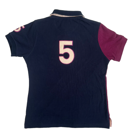 Hazy Blue Women's Striped Polo Shirt with Number 5 Detail - Just £14.99! Shop now at Warwickshire Clothing. 