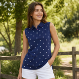 Hazy Blue Womens Sleeveless Polo Shirt - Daisy