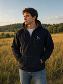 Hazy Blue Dominik Men's Quarter-Zip Premium Fleece Hoodie