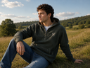 Hazy Blue Dominik Men's Quarter-Zip Premium Fleece Hoodie