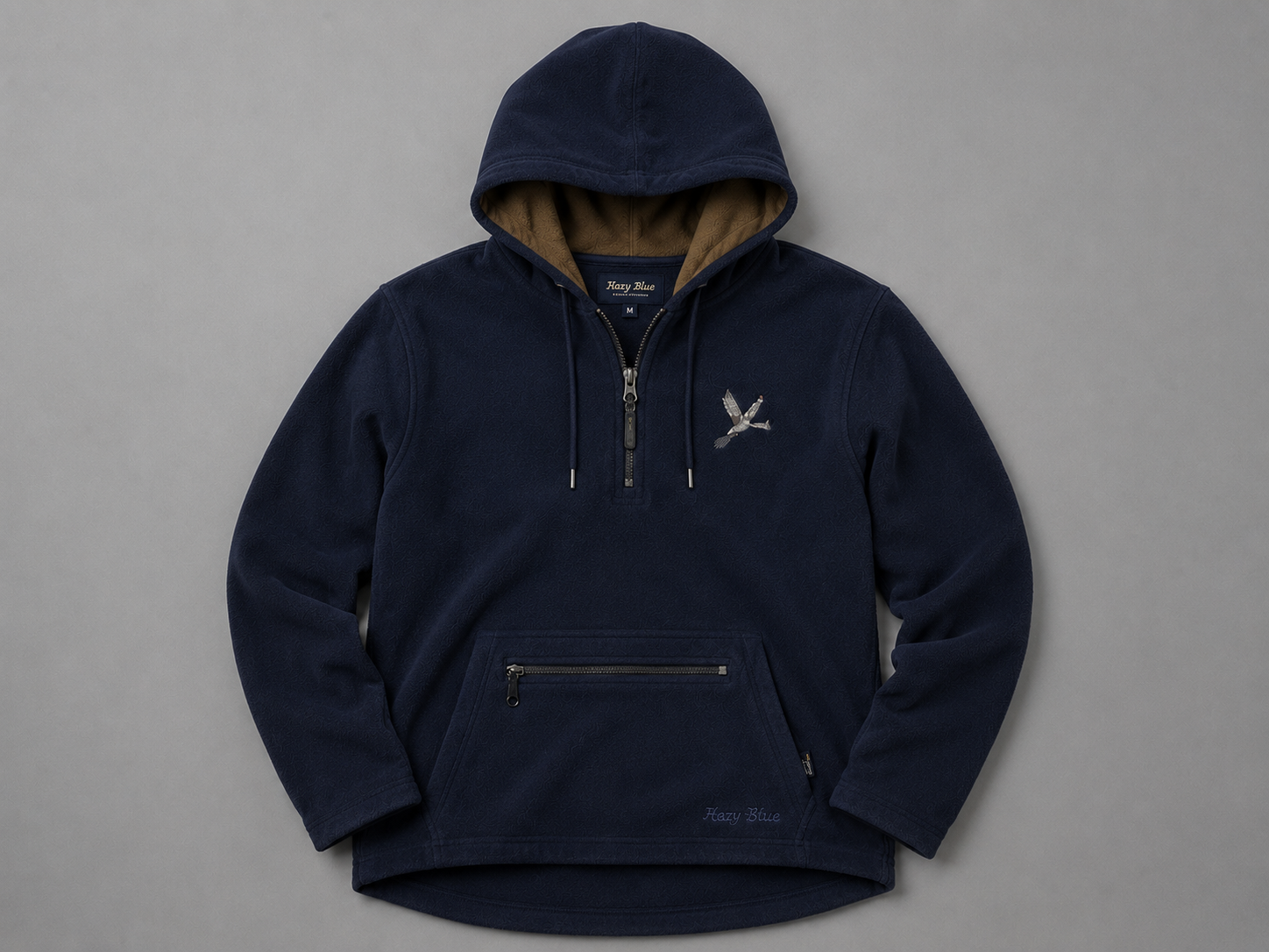 Hazy Blue Dominik Men's Quarter-Zip Premium Fleece Hoodie
