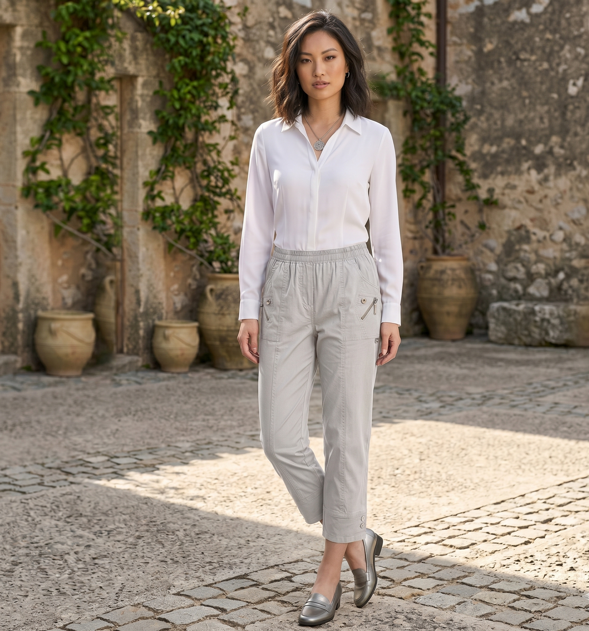 Cherry Berry Womens Stretch Crop Trousers