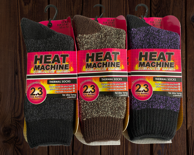 Womens Heat Machine Socks Thermal Tog 2.3 Warm Winter Socks - Premium clothing from Heat Machine - Just $5.99! Shop now at Warwickshire Clothing