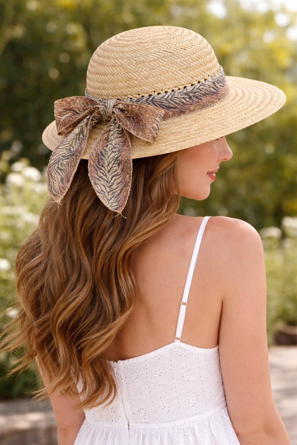 Women's Summer Sun Straw Beach Hat with ribbon