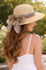 Women's Summer Sun Straw Beach Hat with ribbon