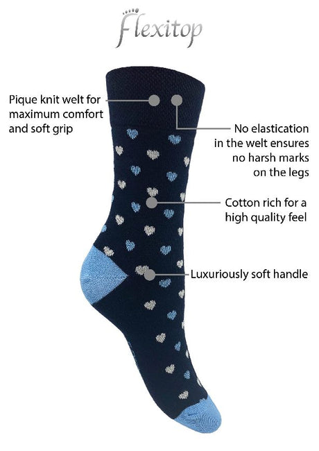 Flexitop Socks 3 Pack Bamboo Socks - Beige Polka Dots & Black Striped - Just £6.99! Shop now at Warwickshire Clothing. 