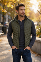 Hazy Blue Windermere Quilted Gilet with Fleece Collar
