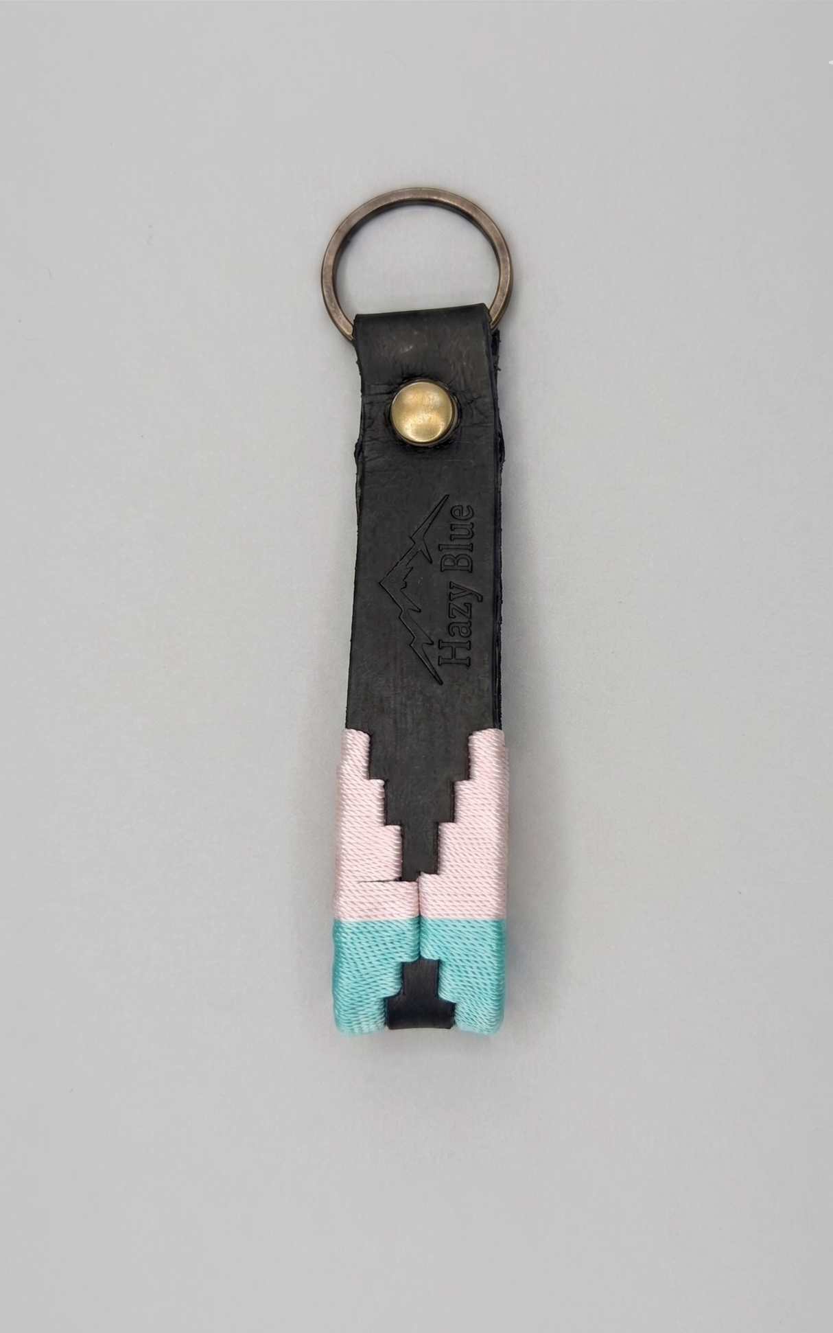 Hazy Blue Leather Loop Polo Key Rings