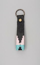 Hazy Blue Leather Loop Polo Key Rings