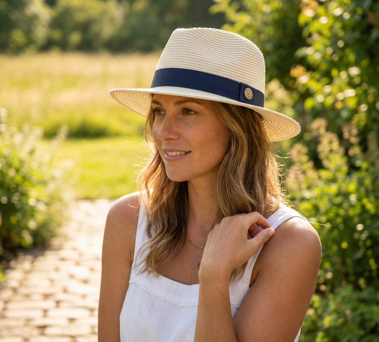 House of Tweed Unisex Paper Straw Hat Fedora Panama Wide Brim