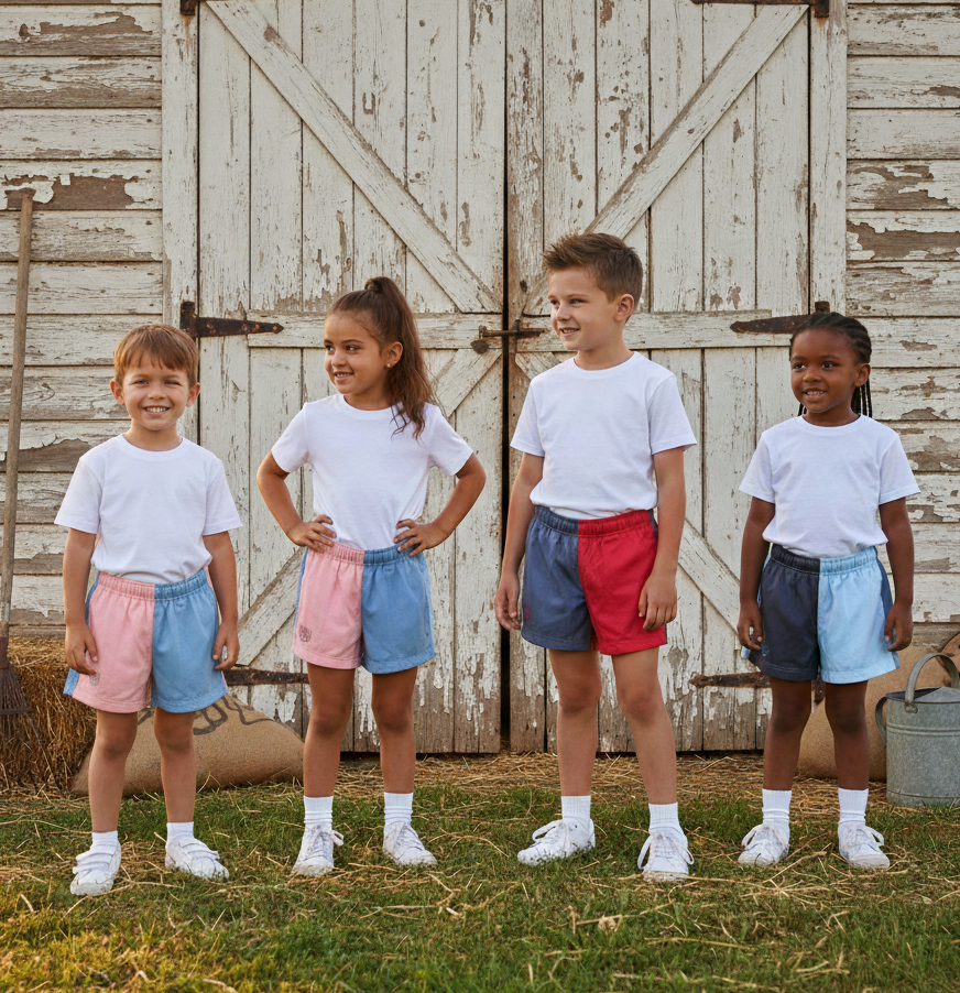 Hazy Blue Harper Colour Block Kids Shorts - Unisex Sports & Leisure