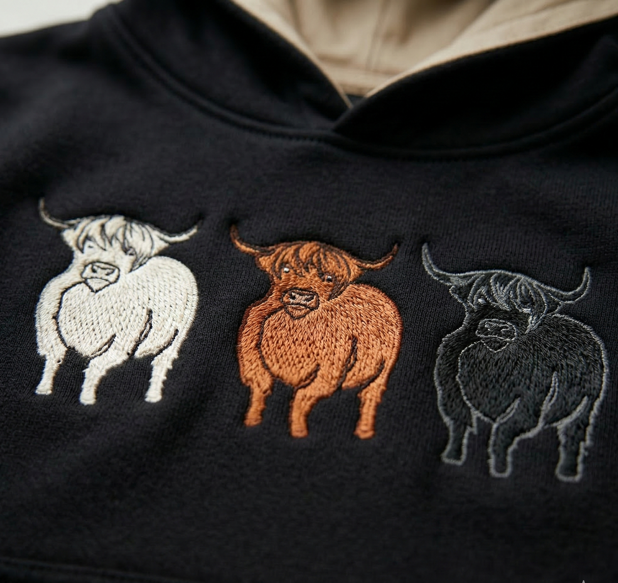 Hazy Blue Kids' Highland Cow Hoodie - Rustic Farm Animals - Henry
