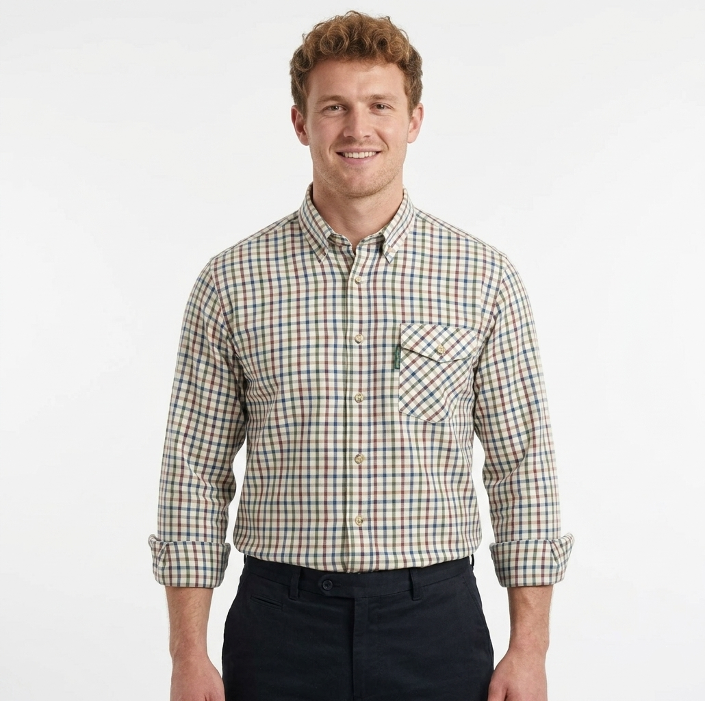 Country Classics Mens Long Sleeve Buttoned Down Collar Shirt - Taunton Blue
