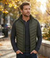 Hazy Blue Windermere Quilted Gilet with Fleece Collar