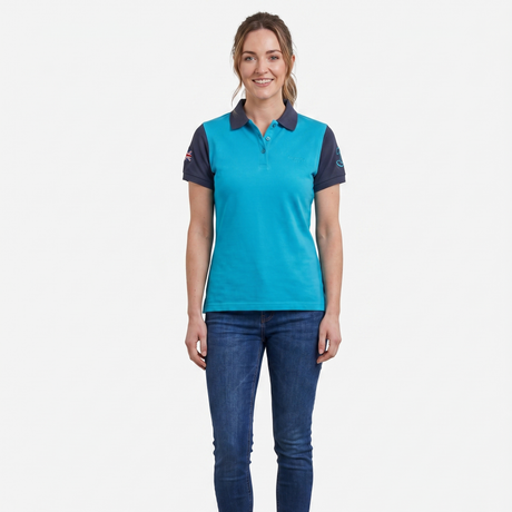 Hazy Blue Women's Plain Polo Shirt Mandy with Number 3 Detail