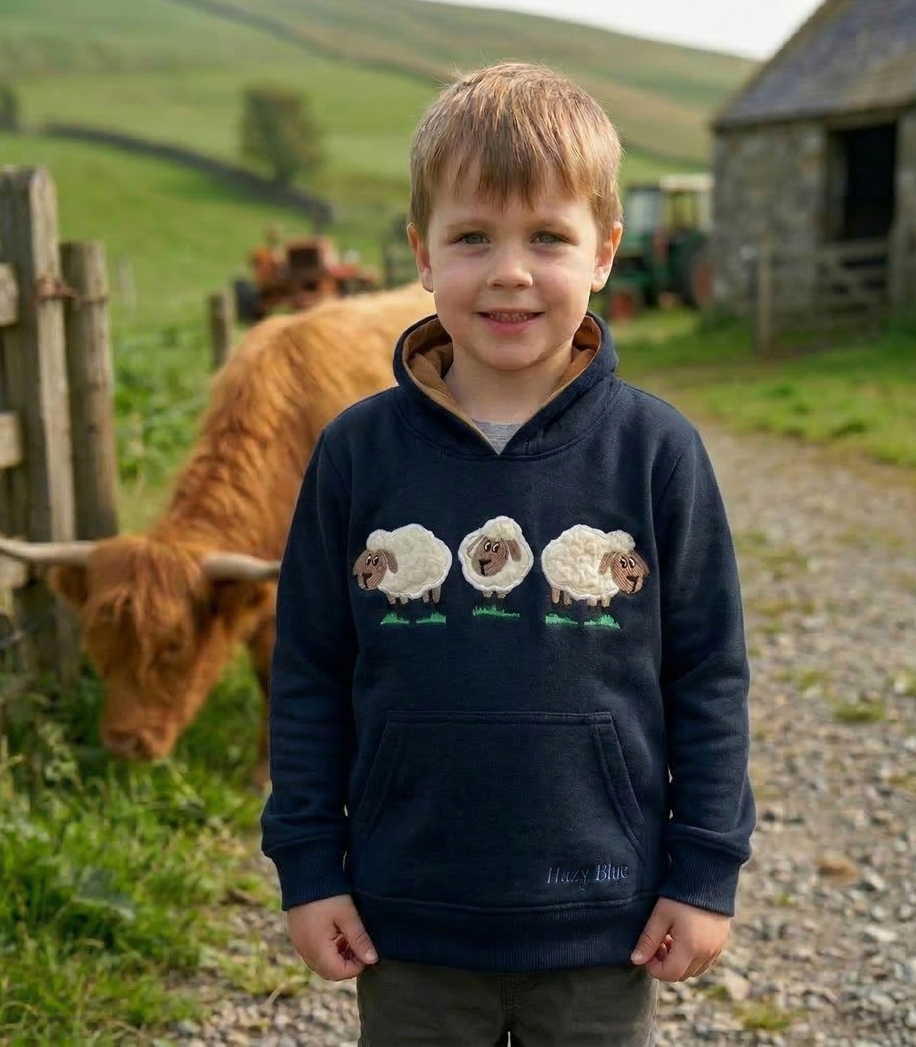 Hazy Blue Dolly Kids' Sheep Hoodie - Adorable Farm Animals