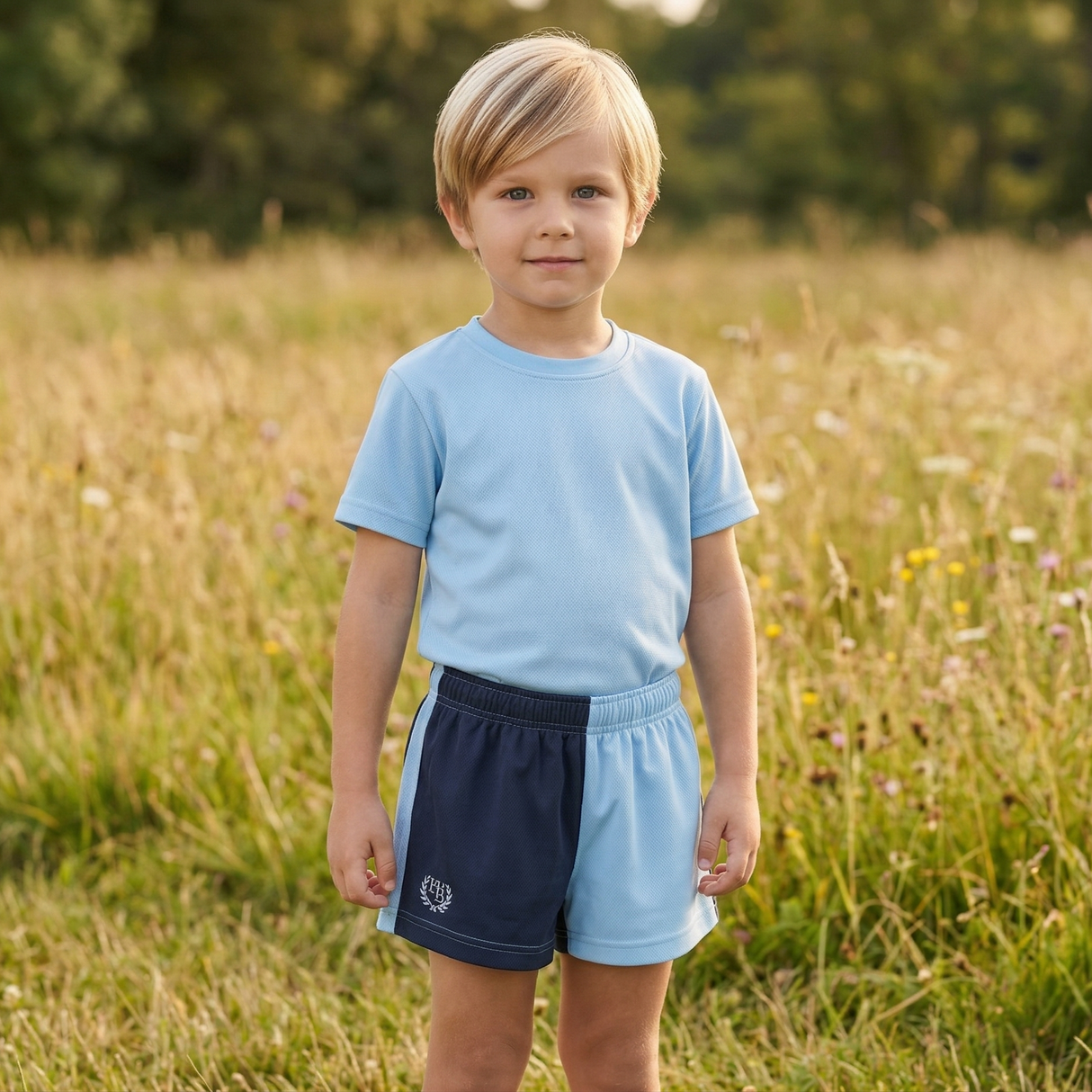 Hazy Blue Harper Colour Block Kids Shorts - Unisex Sports & Leisure