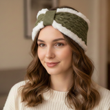 Ladies EXTRA WIDE Chunky Knitted Headband with Faux Fur Lined