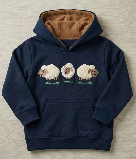 Hazy Blue Dolly Kids' Sheep Hoodie - Adorable Farm Animals