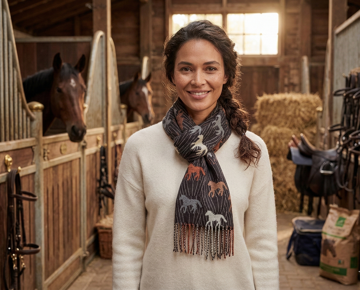 House of Tweed Ladies Womens Scarf - Horse