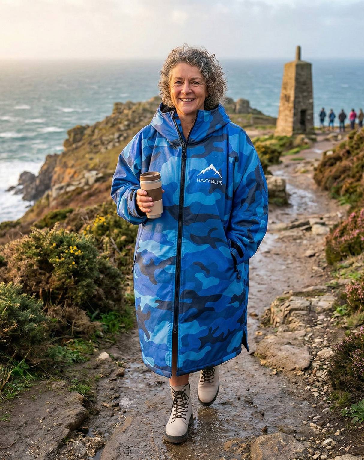 Hazy Blue Waterproof Adults All Weather Changing Robe - Newquay