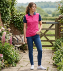 Hazy Blue Women's Plain Polo Shirt Mandy with Number 3 Detail
