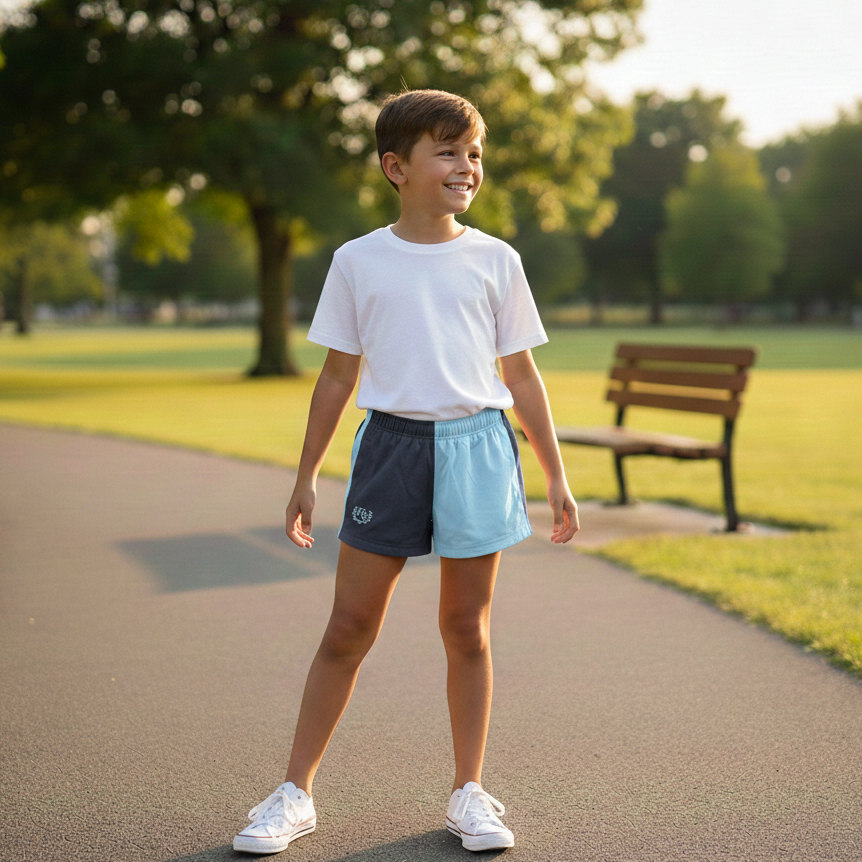 Hazy Blue Harper Colour Block Kids Shorts - Unisex Sports & Leisure