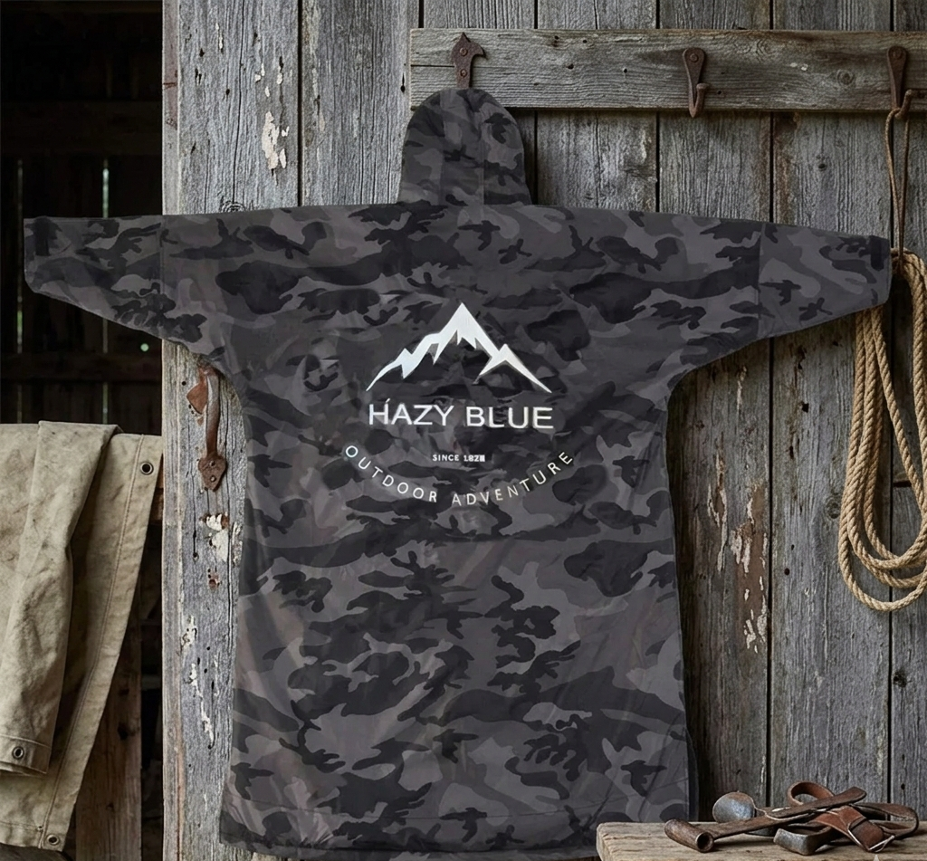 Hazy Blue Waterproof Adults All Weather Changing Robe - Newquay