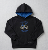 Hazy Blue Ryan Kids' Tractor Hoodie - "Just a Boy That Loves Tractors"
