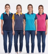 Hazy Blue Women's Plain Polo Shirt Mandy with Number 3 Detail