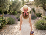 Women's Summer Sun Straw Beach Hat with ribbon