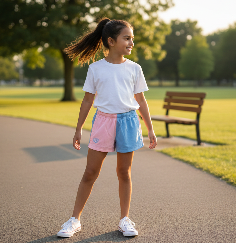Hazy Blue Harper Colour Block Kids Shorts - Unisex Sports & Leisure