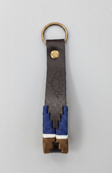 Hazy Blue Leather Loop Polo Key Rings