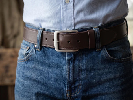 Hazy Blue Genuine Leather Belt - Wide